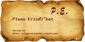 Pless Erzsébet névjegykártya